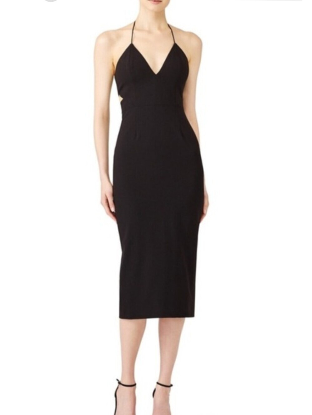 Fame And Partners Halter V-Neck Midi Dress